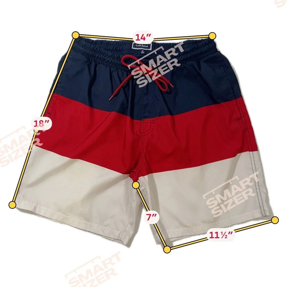 Club Room Mens Colorblock Swim Trunks Navy Blue Red White Mesh Lined Medium